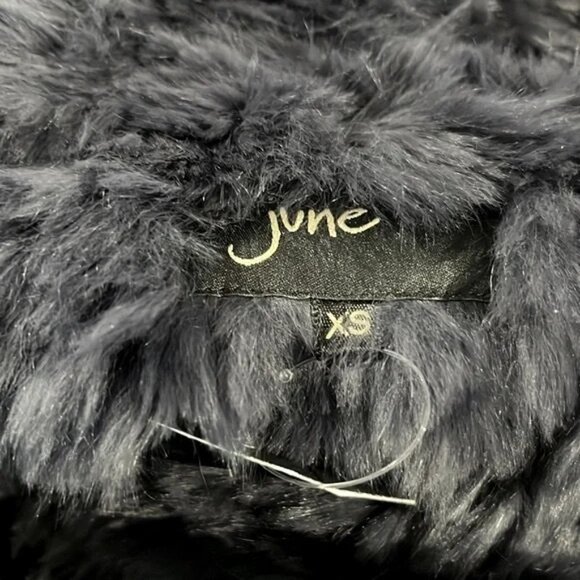 June Navy Rabbit Fur Snap-Front Vest - Picture 6 of 7